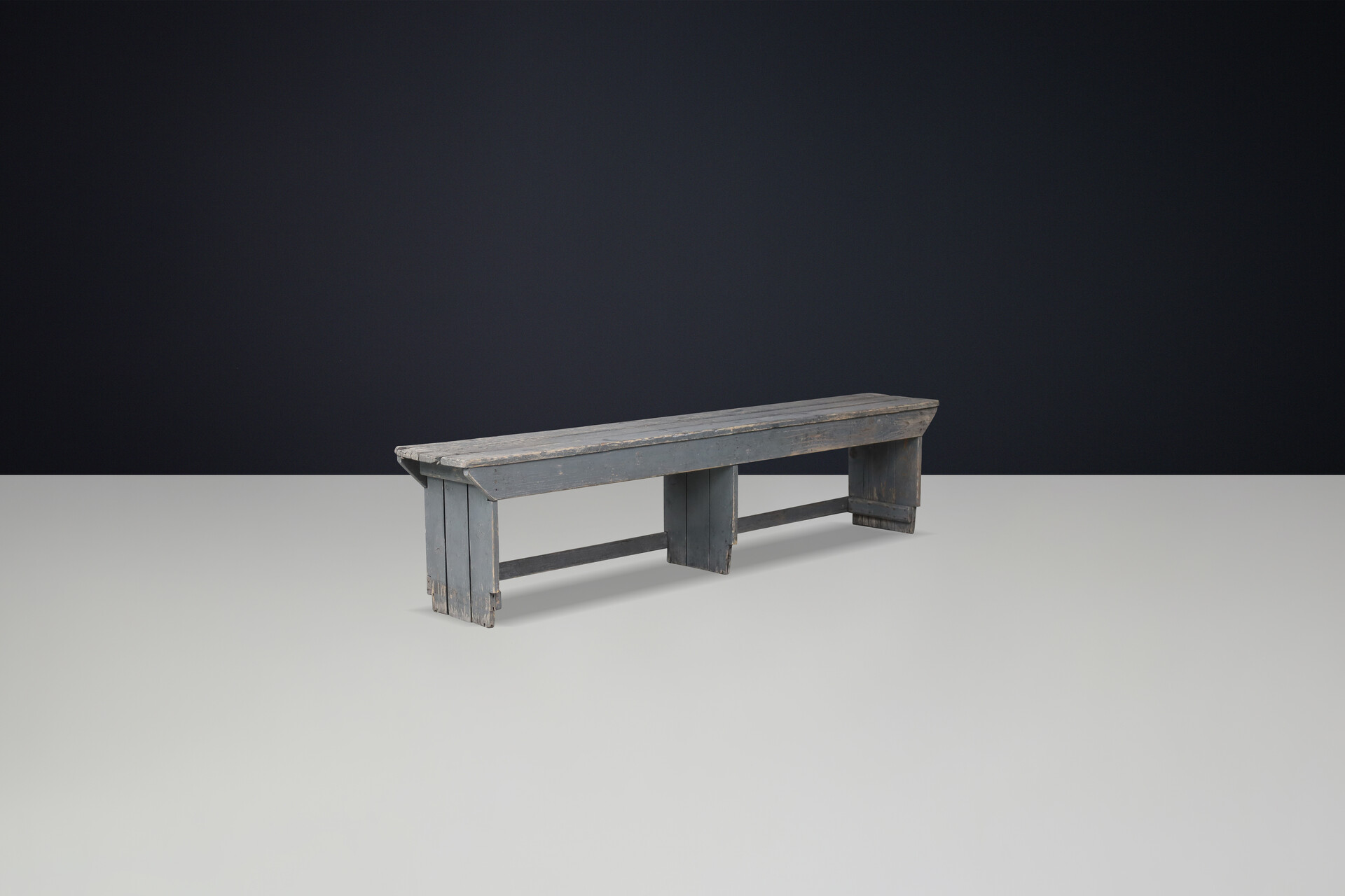 Country-farm house Painted wooden bench, France 1950s Mid-20th century