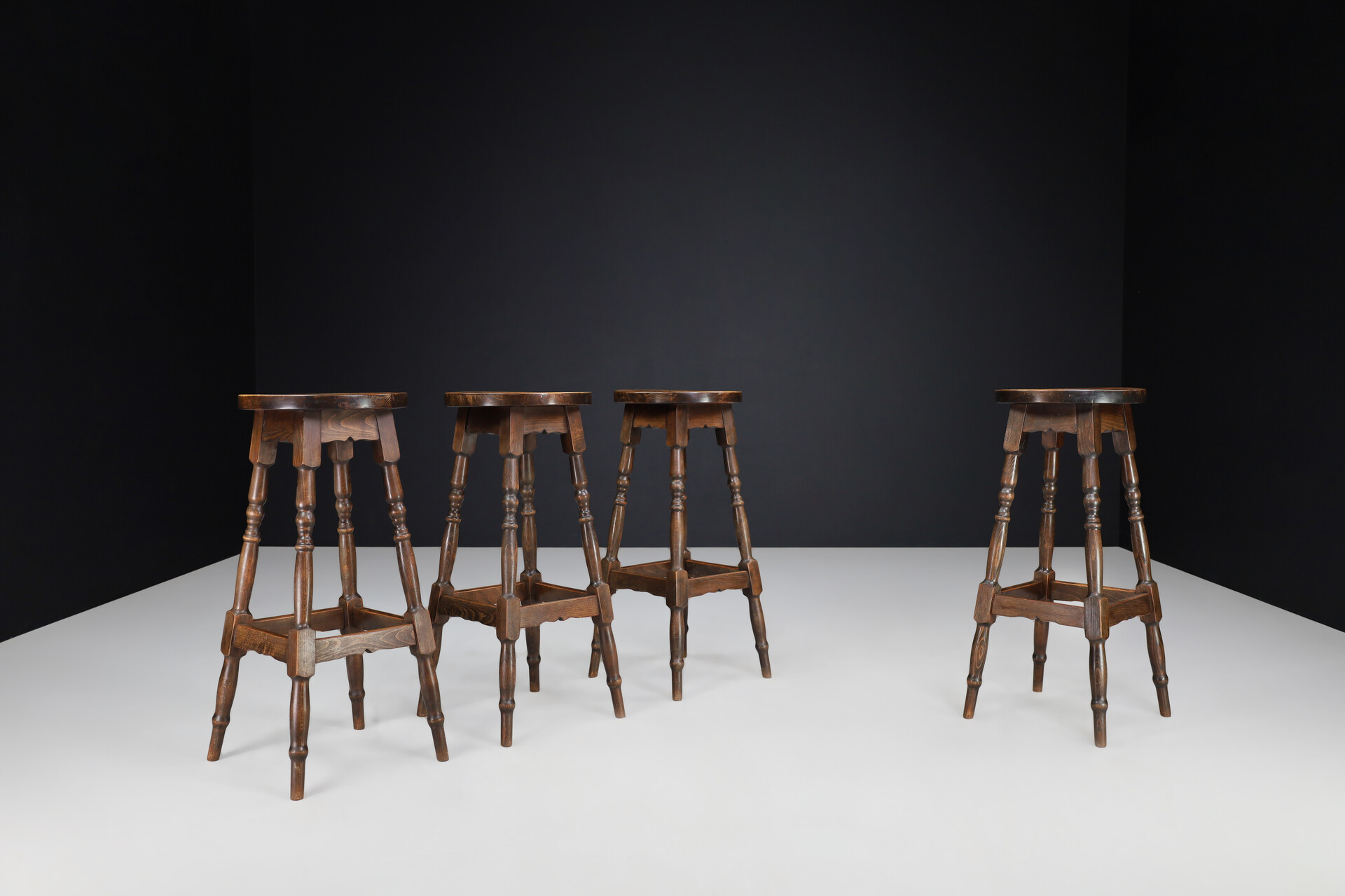 Country-farm house Wooden barstools , France 1970s Late-20th century