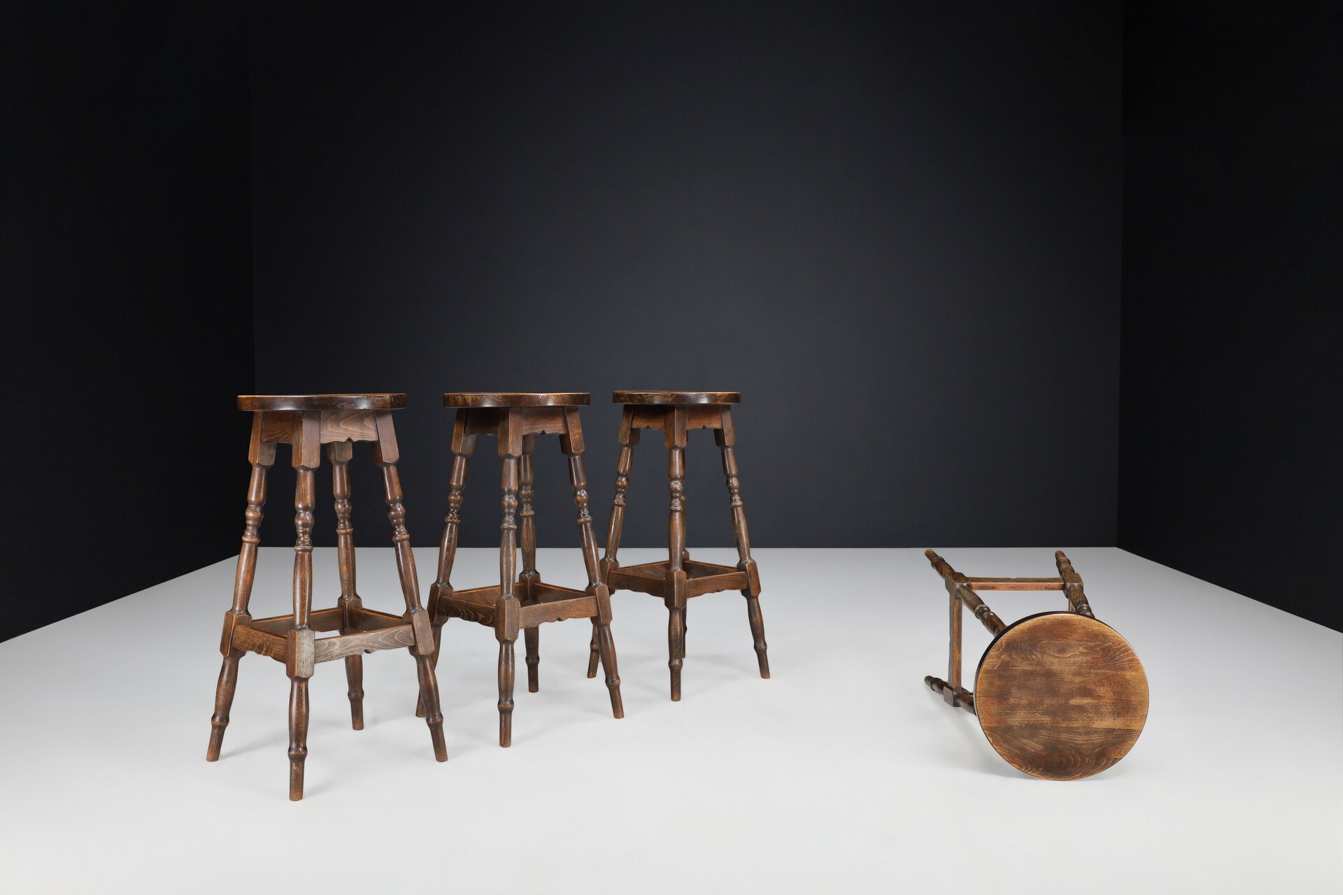 Country-farm house Wooden barstools , France 1970s Late-20th century