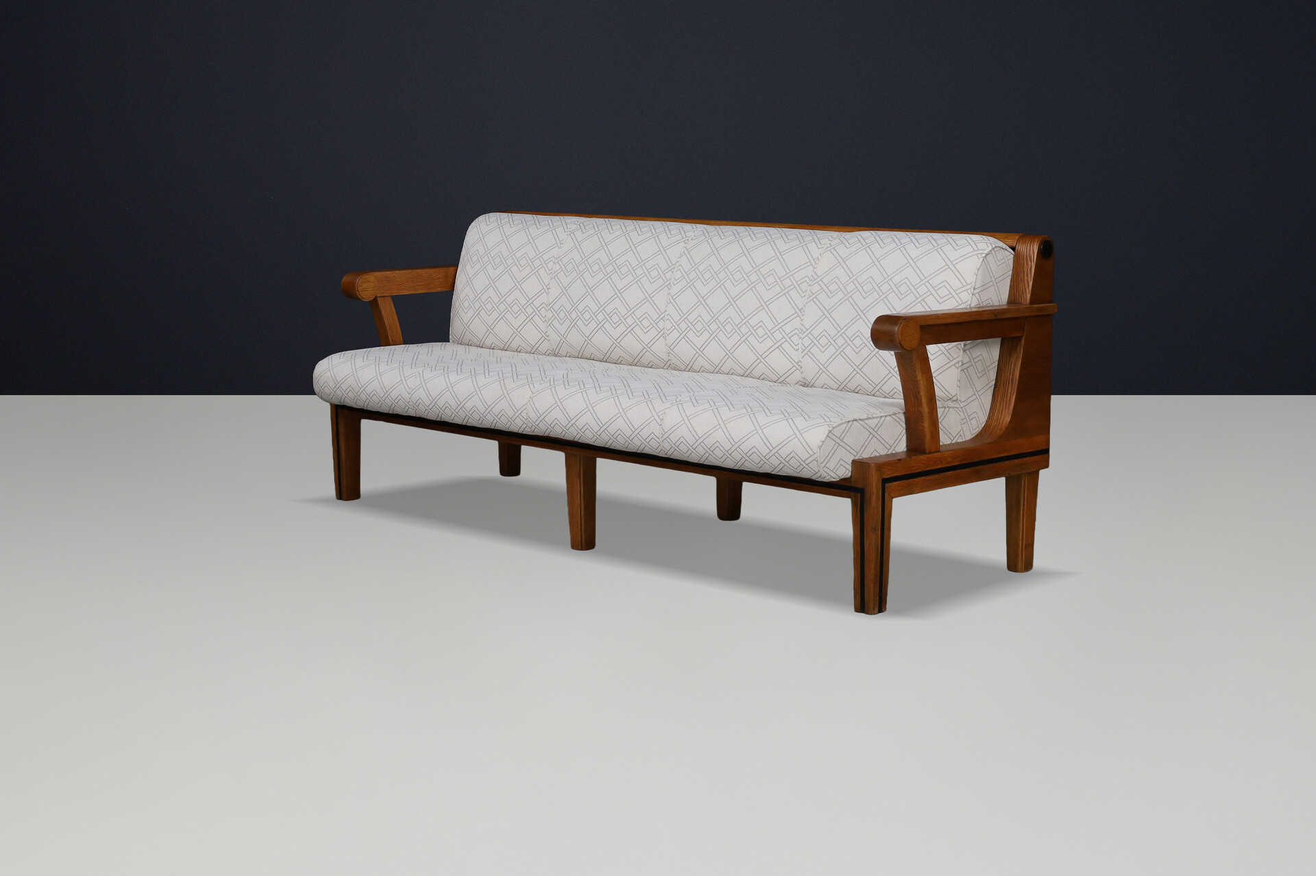 Czech Functionalist Oak Three-Seat Sofa, Czechoslovakia, 1930s Early-20th century