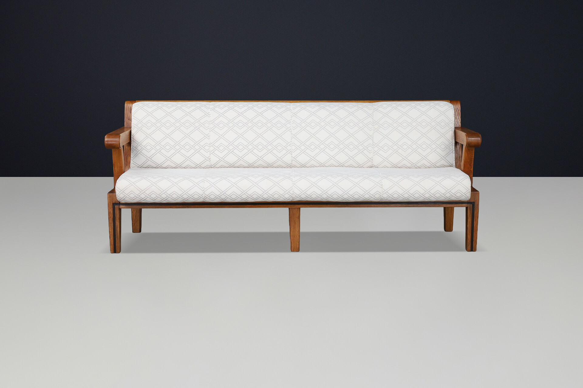 Czech Functionalist Oak Three-Seat Sofa, Czechoslovakia, 1930s Early-20th century
