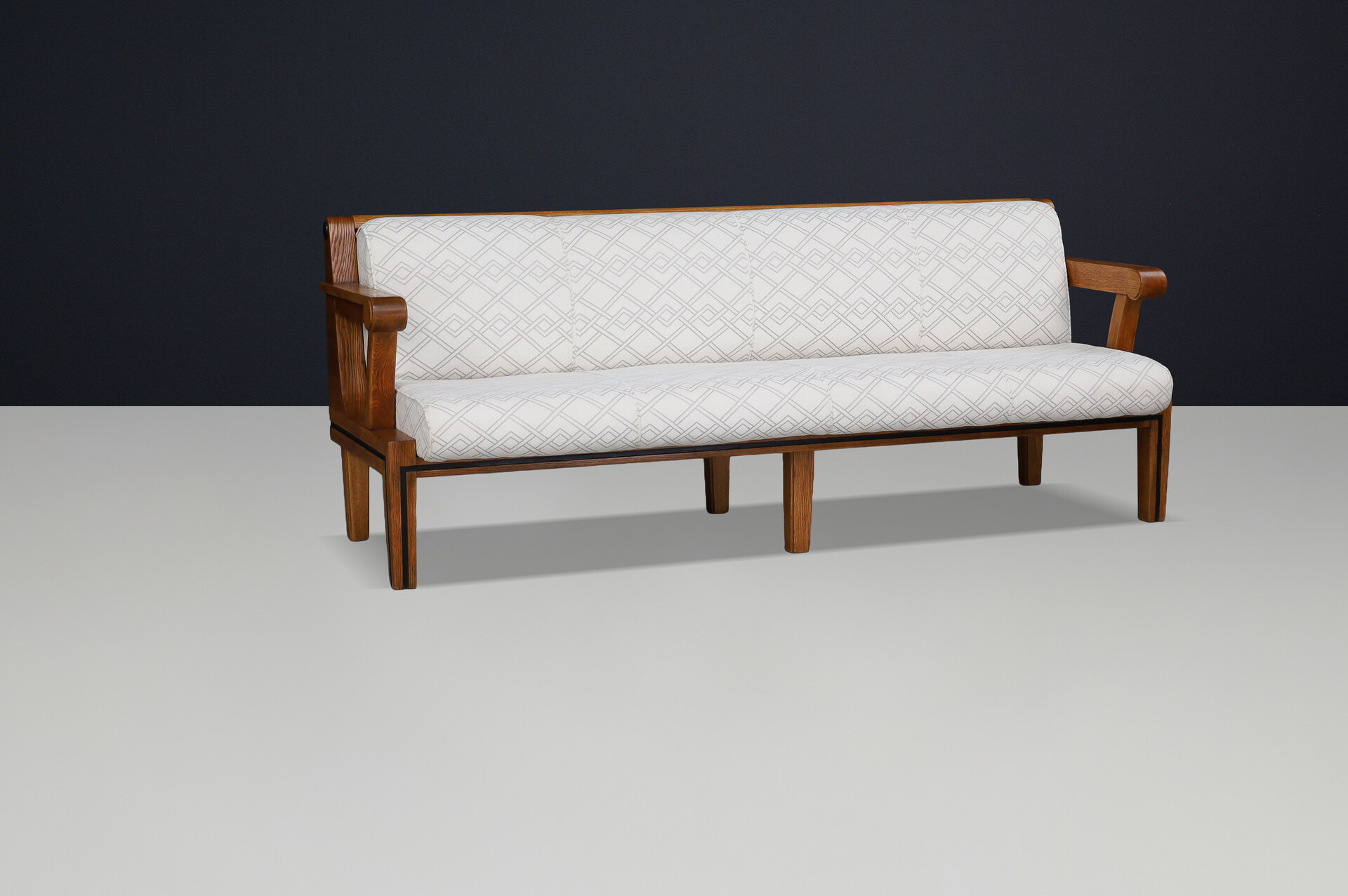 Czech Functionalist Oak Three-Seat Sofa, Czechoslovakia, 1930s Early-20th century