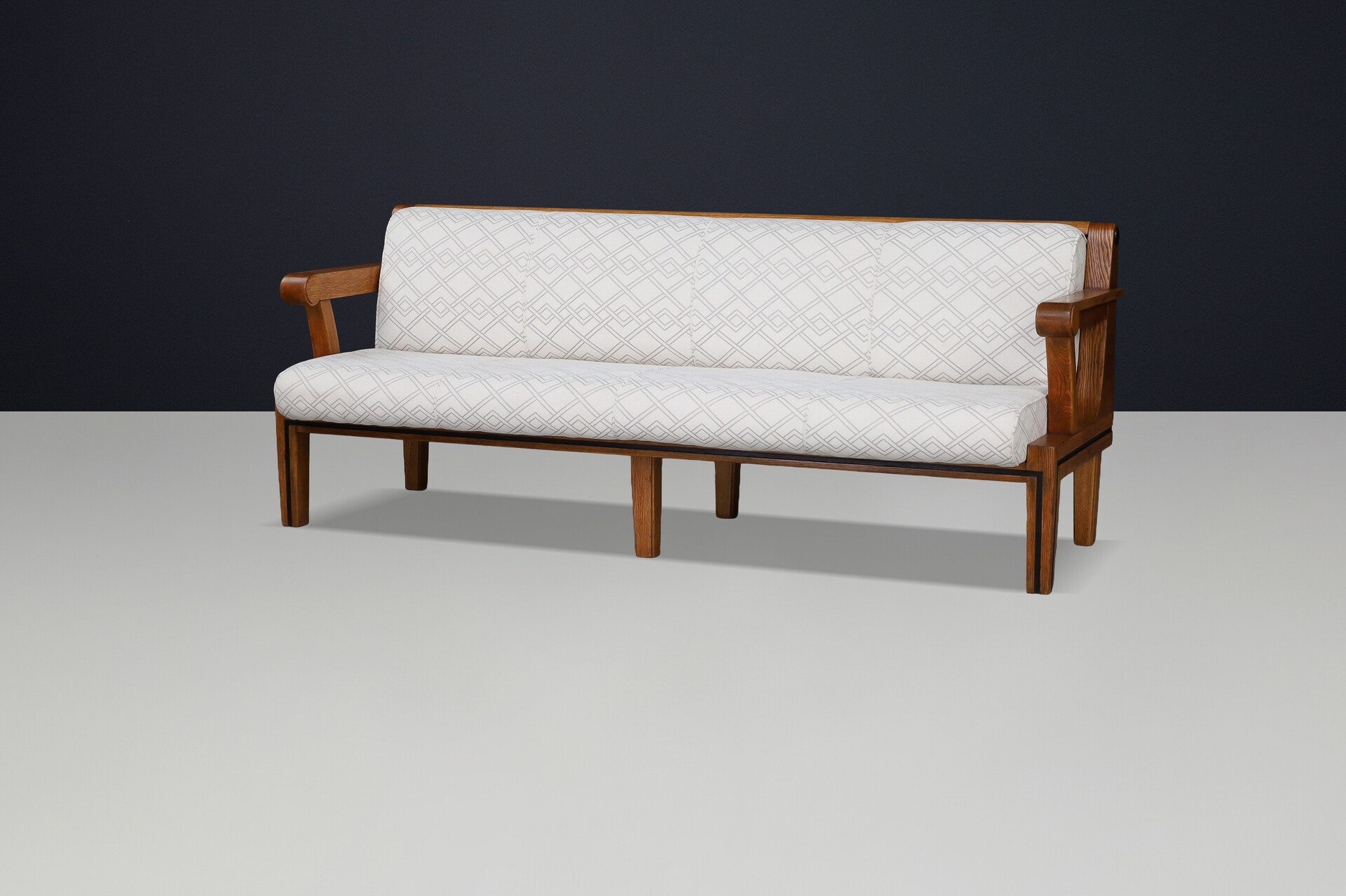 Czech Functionalist Oak Three-Seat Sofa, Czechoslovakia, 1930s Early-20th century