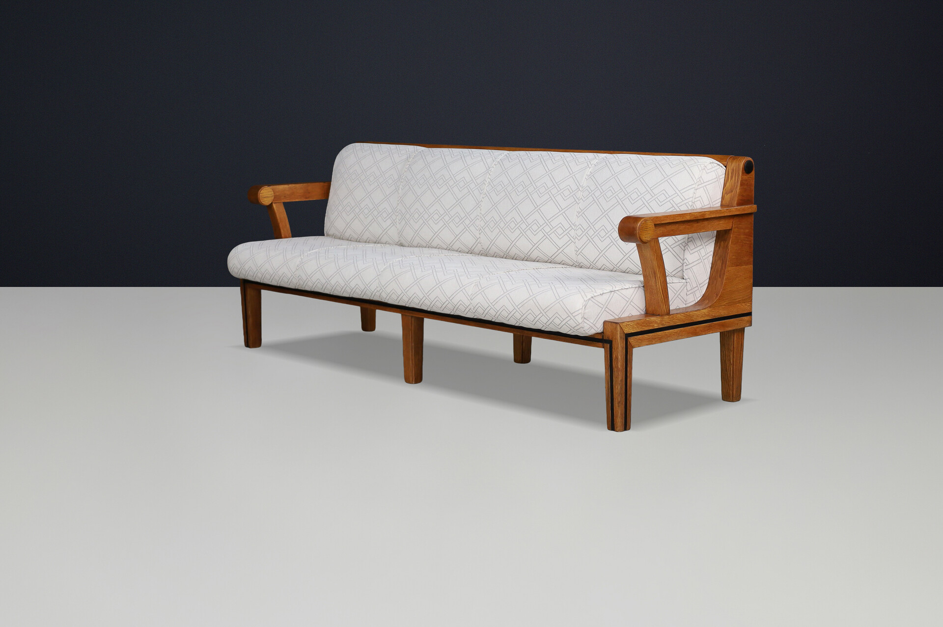 Czech Functionalist Oak Three-Seat Sofa, Czechoslovakia, 1930s Early-20th century