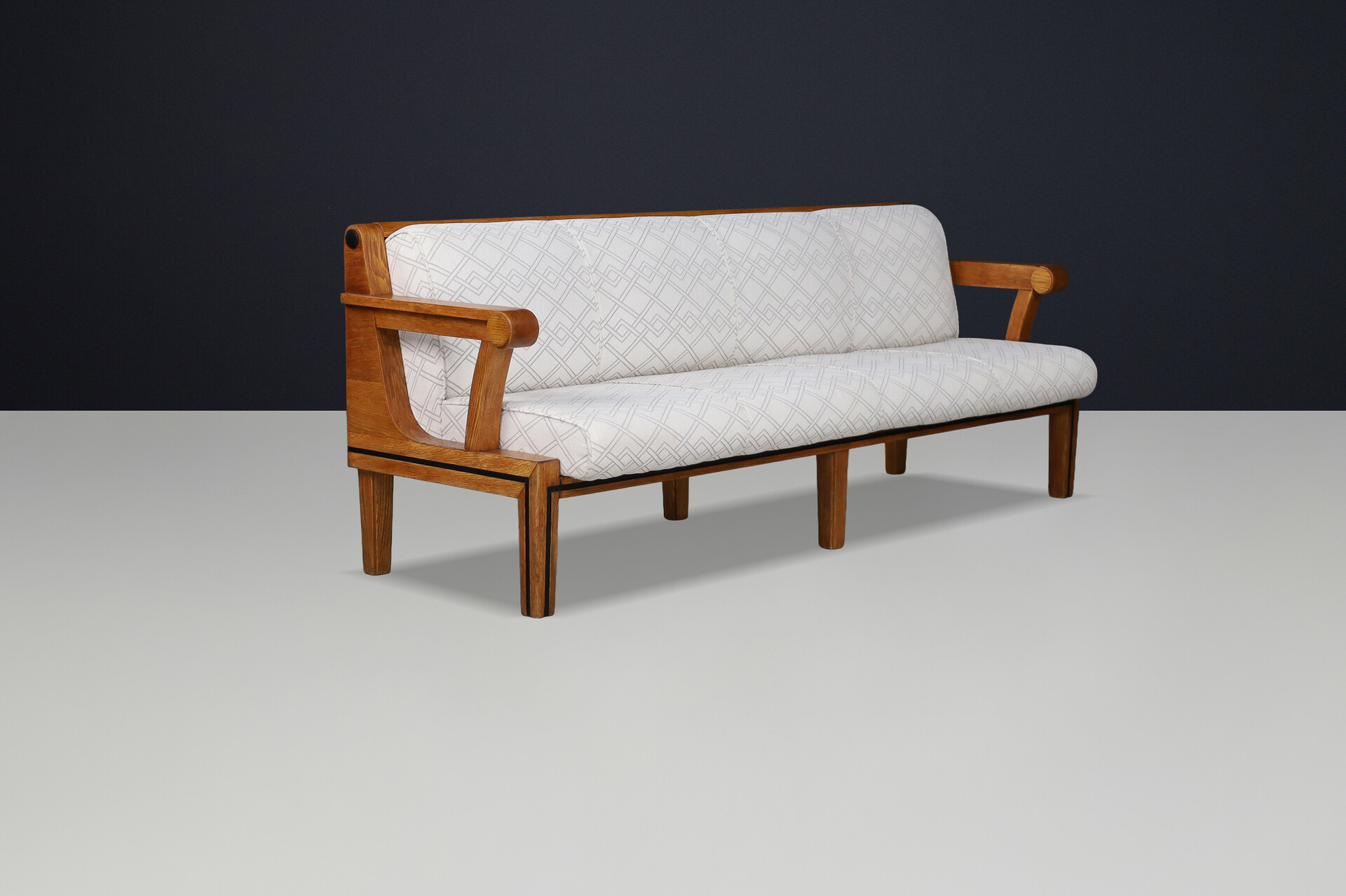 Czech Functionalist Oak Three-Seat Sofa, Czechoslovakia, 1930s Early-20th century