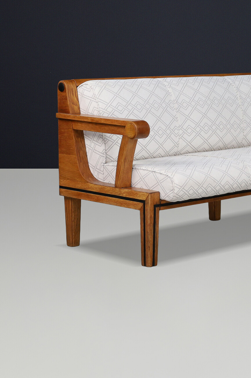 Czech Functionalist Oak Three-Seat Sofa, Czechoslovakia, 1930s Early-20th century