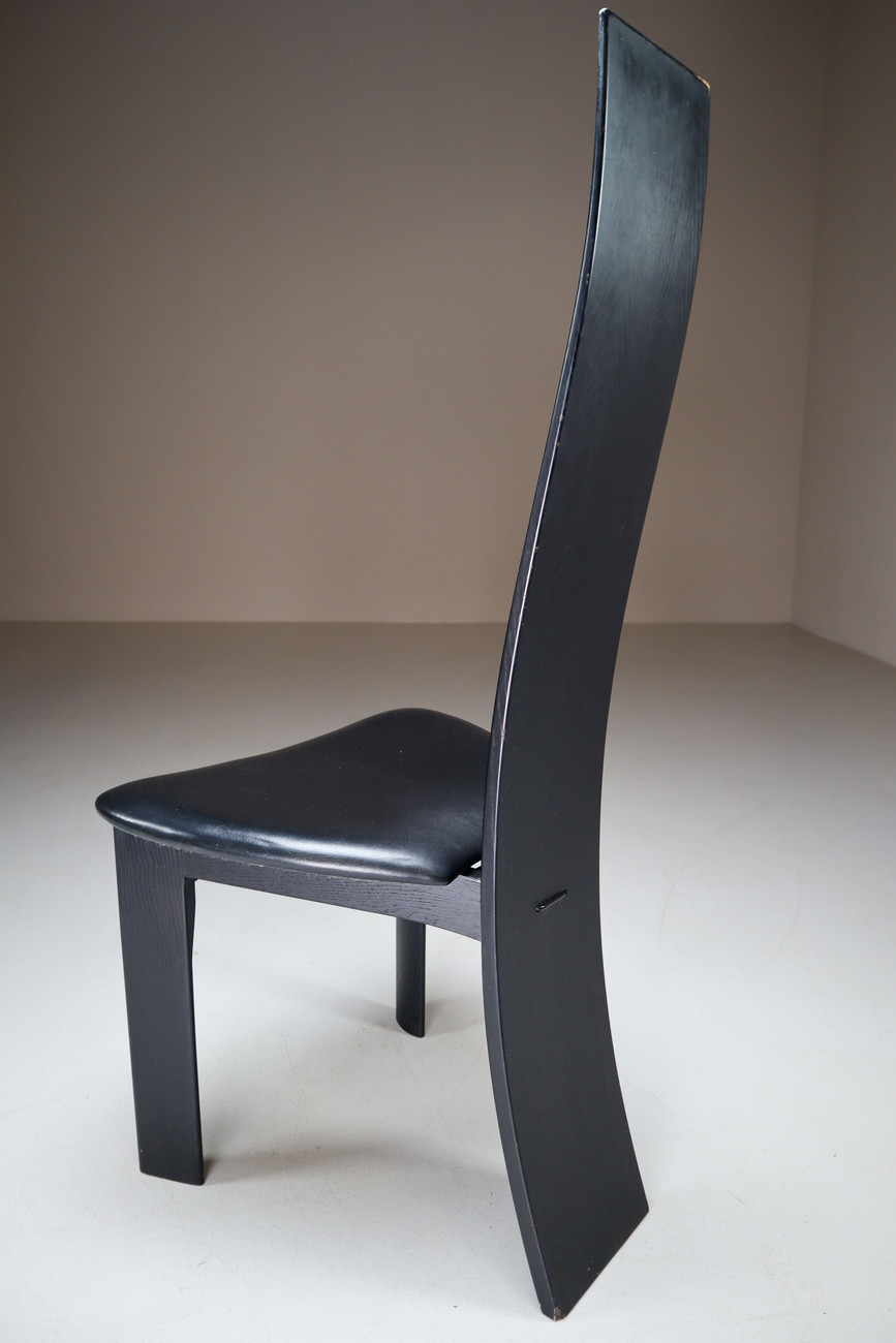 Danish Ebonized Highback Chairs by Bob og Dries Van Den Bergh for Tranekær Mobler. Mid-20th century