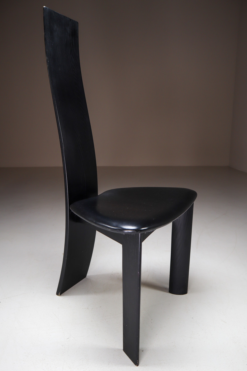 Danish Ebonized Highback Chairs by Bob og Dries Van Den Bergh for Tranekær Mobler. Mid-20th century