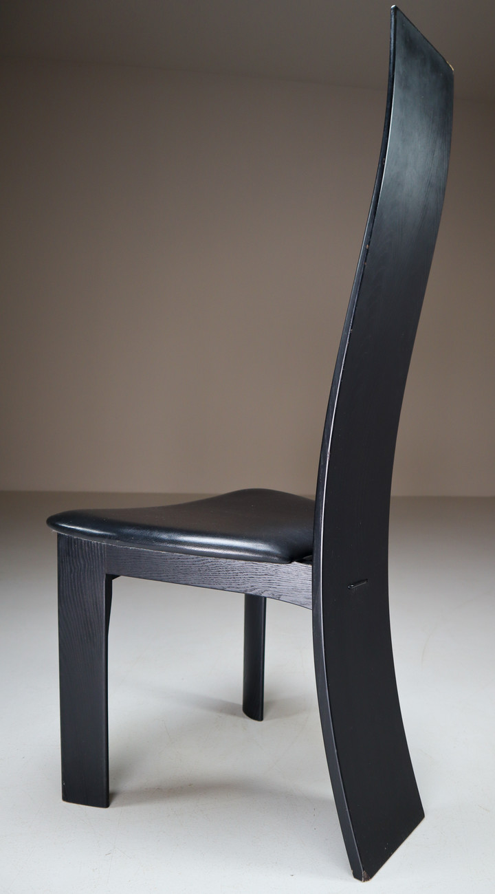 Danish Ebonized Highback Chairs by Bob og Dries Van Den Bergh for Tranekær Mobler. Mid-20th century
