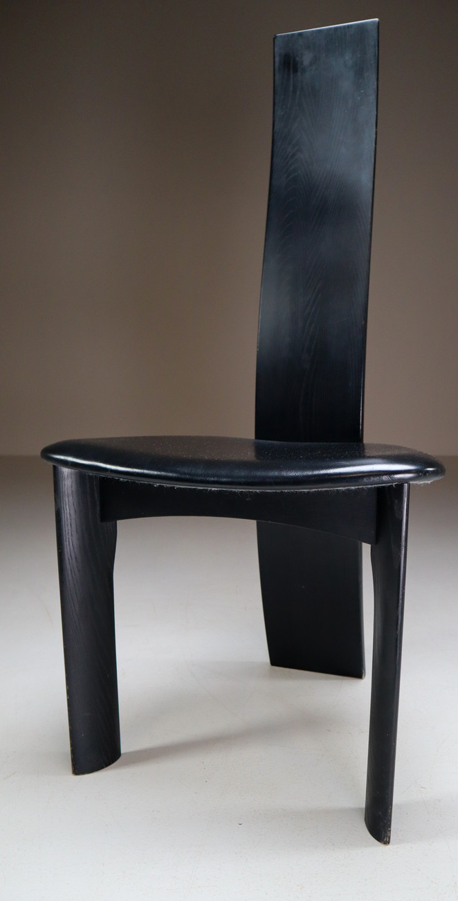 Danish Ebonized Highback Chairs by Bob og Dries Van Den Bergh for Tranekær Mobler. Mid-20th century
