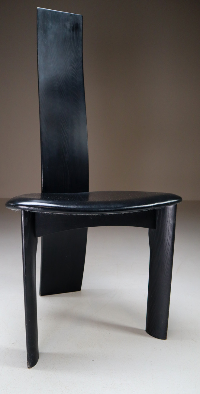 Danish Ebonized Highback Chairs by Bob og Dries Van Den Bergh for Tranekær Mobler. Mid-20th century