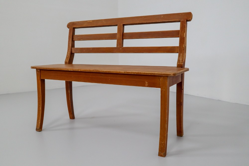 Elegant 19th Century, German Antique Hall Bench in Pine