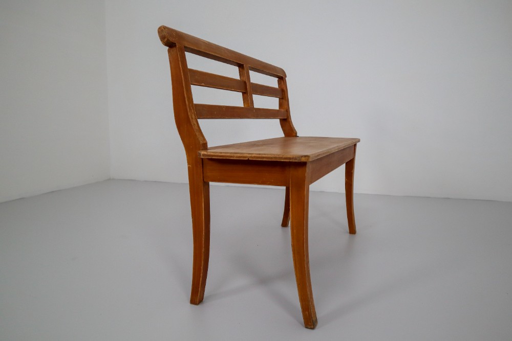 Elegant 19th Century, German Antique Hall Bench in Pine