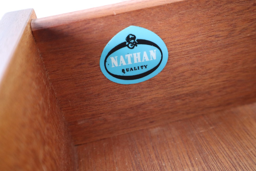 English Mid-Century Modern large Teak Sideboard, Stamped Nathan, 1960s Mid-20th century