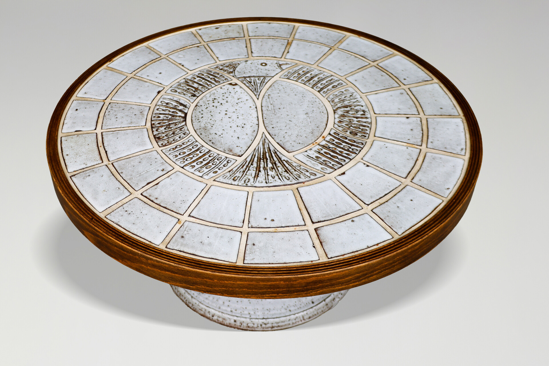 Exceptional Vallauris Ceramic Coffee Table with Sculptural Pedestal Base, 1960s Mid-20th century