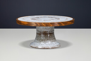 Exceptional Vallauris Ceramic Coffee Table with Sculptural Pedestal Base, 1960s Mid-20th century