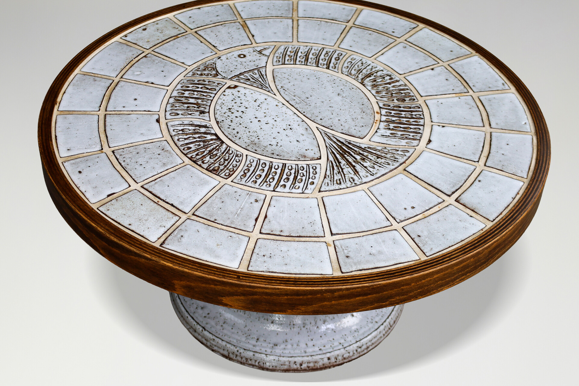 Exceptional Vallauris Ceramic Coffee Table with Sculptural Pedestal Base, 1960s Mid-20th century