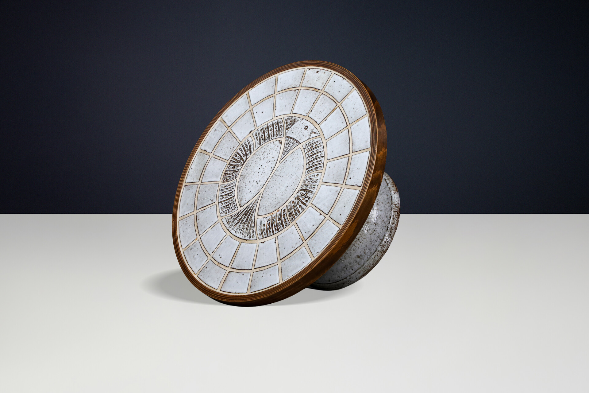 Exceptional Vallauris Ceramic Coffee Table with Sculptural Pedestal Base, 1960s Mid-20th century