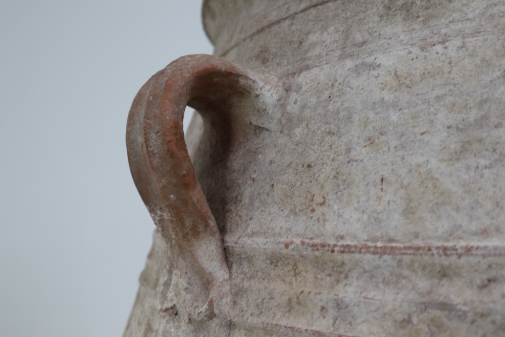 Extreme Large Three-Handled Painted Terracotta Urn From The Early-20th Century.