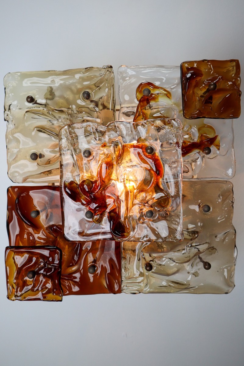 Four Patchwork Sconces Toni Zuccheri for Venini Murano, Italy, 1970s