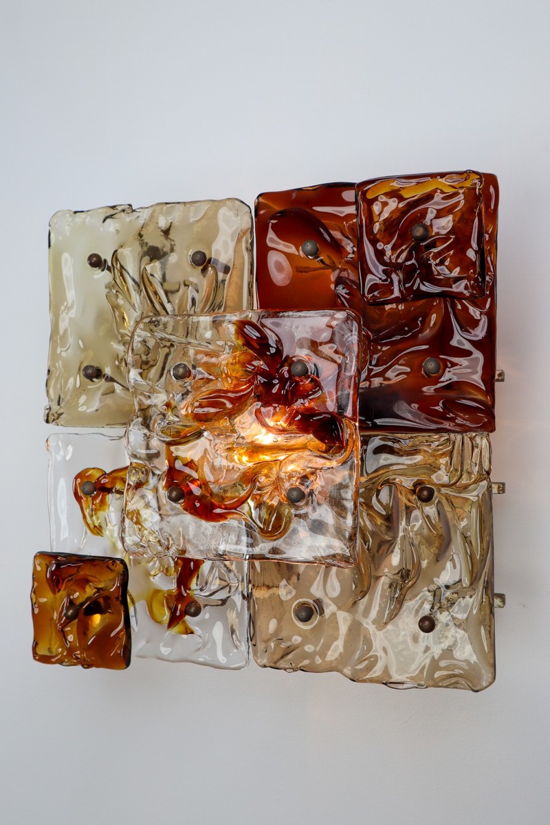 Four Patchwork Sconces Toni Zuccheri for Venini Murano, Italy, 1970s