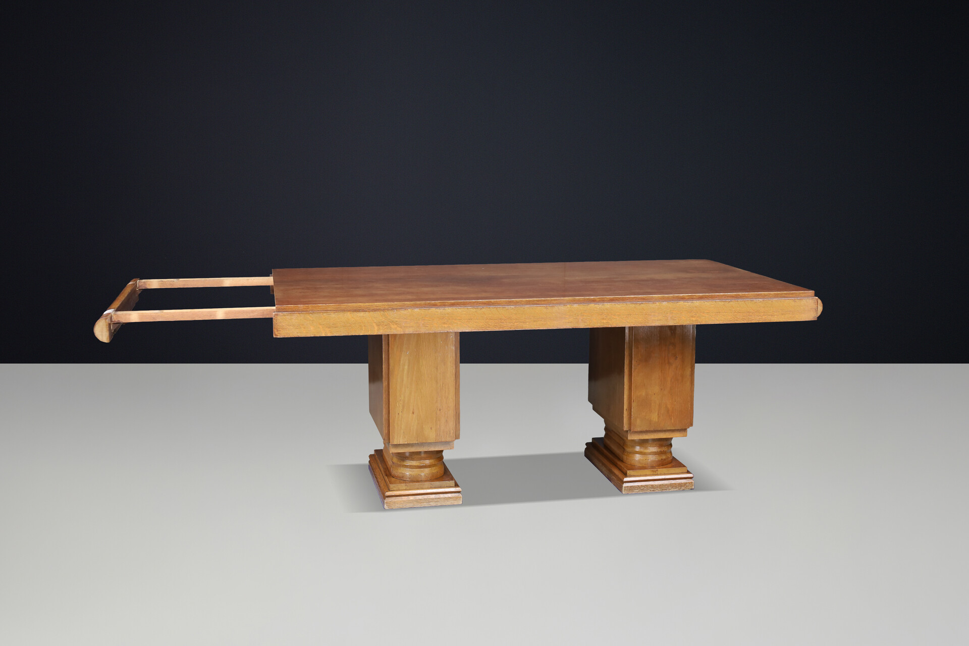 French Art Deco Extendable Oak Dining Table by Charles Dudouyt, 1930s Early-20th century