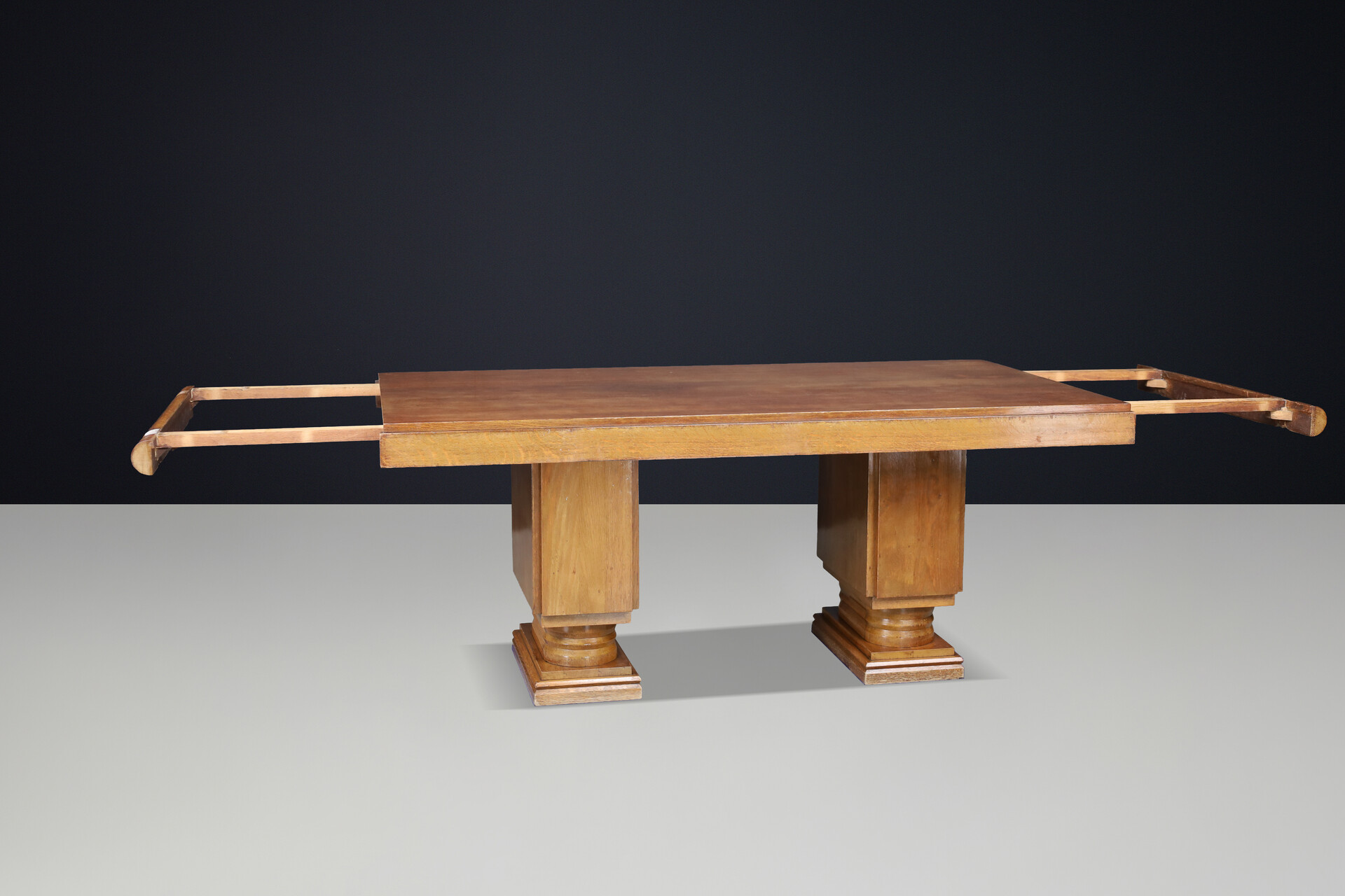 French Art Deco Extendable Oak Dining Table by Charles Dudouyt, 1930s Early-20th century