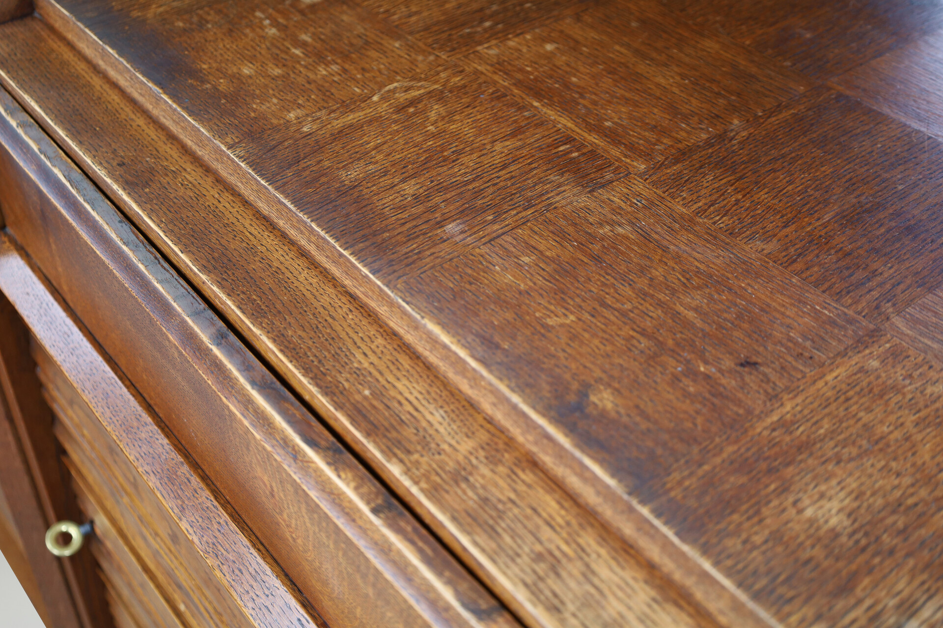 French Art Deco Patinated Oak Sideboard with Relief Carved Doors, 1940s Early-20th century