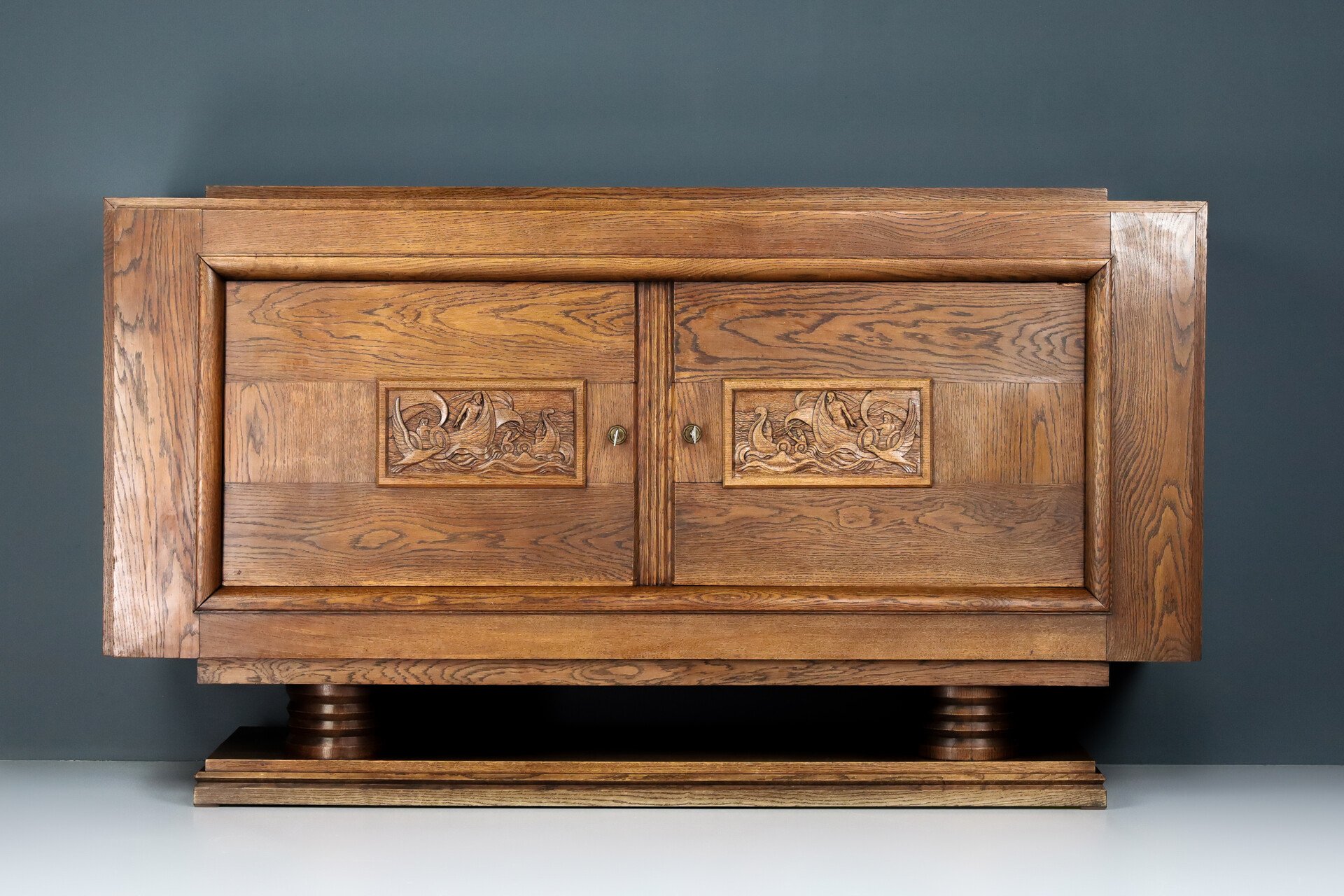 French Art Deco Sideboard in Oak by Charles Dudouyt , France 1940s Mid-20th century