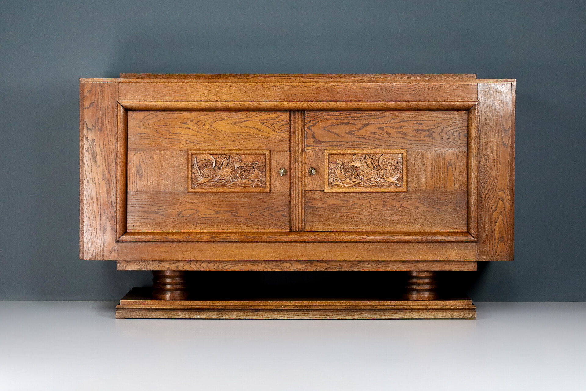 French Art Deco Sideboard in Oak by Charles Dudouyt , France 1940s Mid-20th century