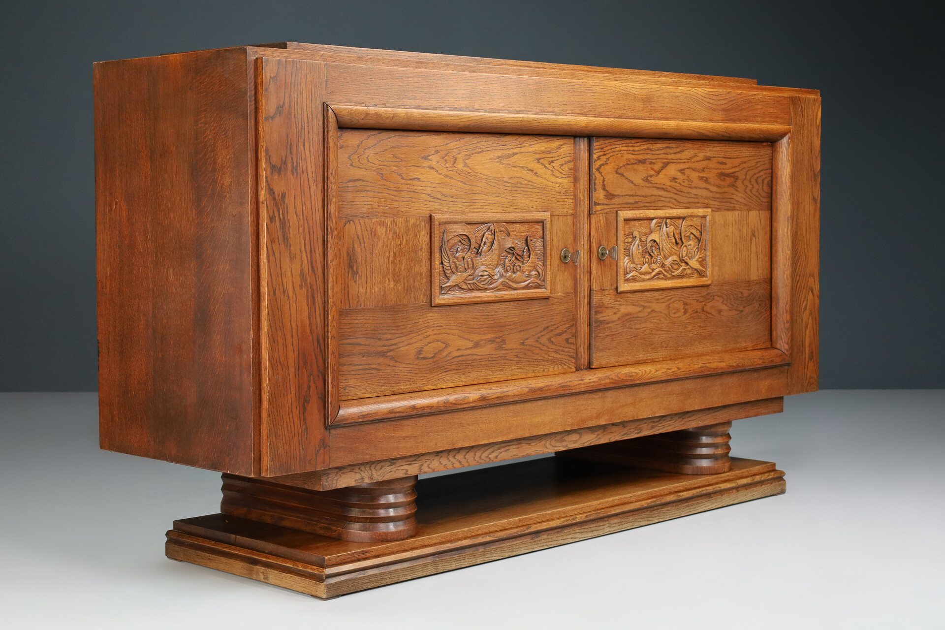 French Art Deco Sideboard in Oak by Charles Dudouyt , France 1940s Mid-20th century