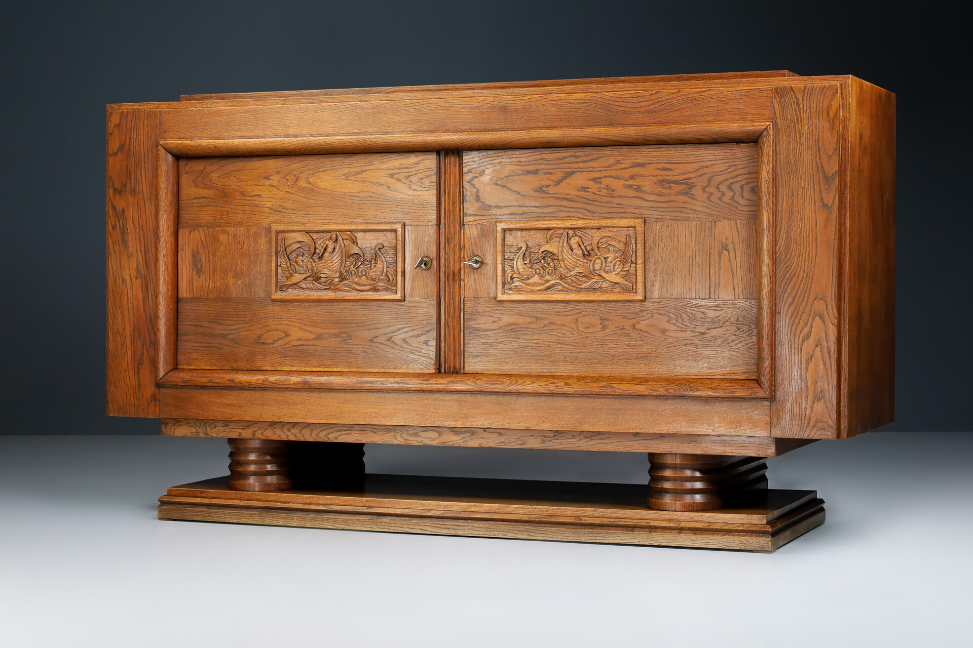 French Art Deco Sideboard in Oak by Charles Dudouyt , France 1940s Mid-20th century