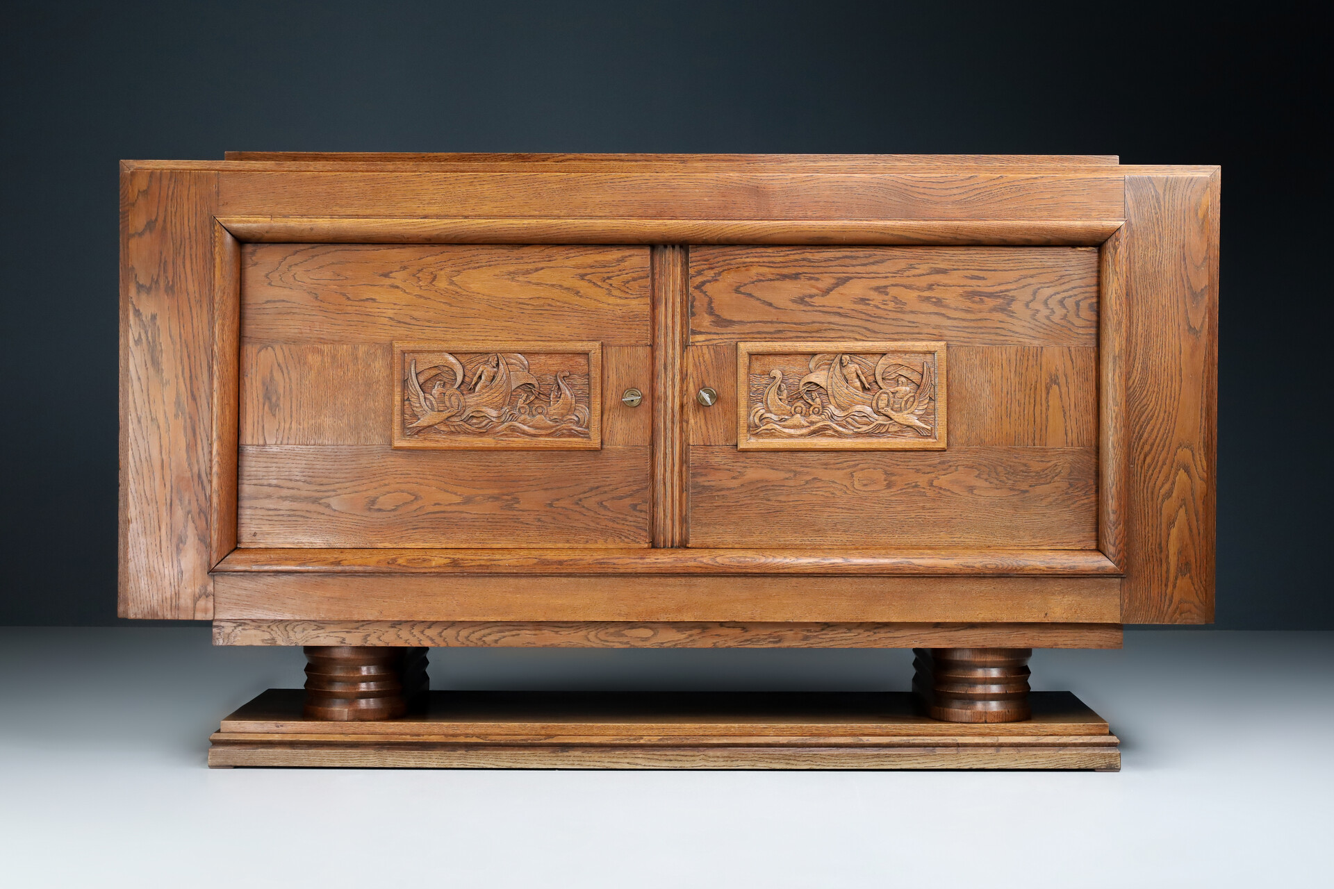 French Art Deco Sideboard in Oak by Charles Dudouyt , France 1940s Mid-20th century