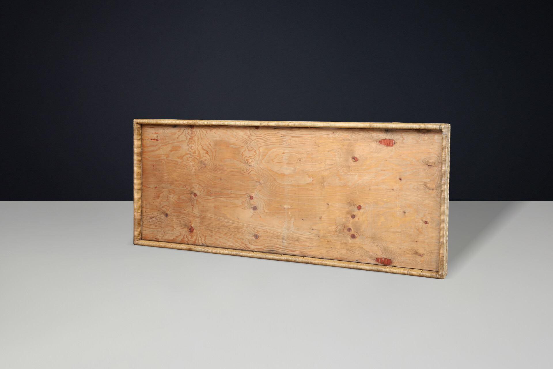 French Mid-Century Bamboo Daybed 1950s Audoux Minet Style Woven Rattan Platform Mid-20th century