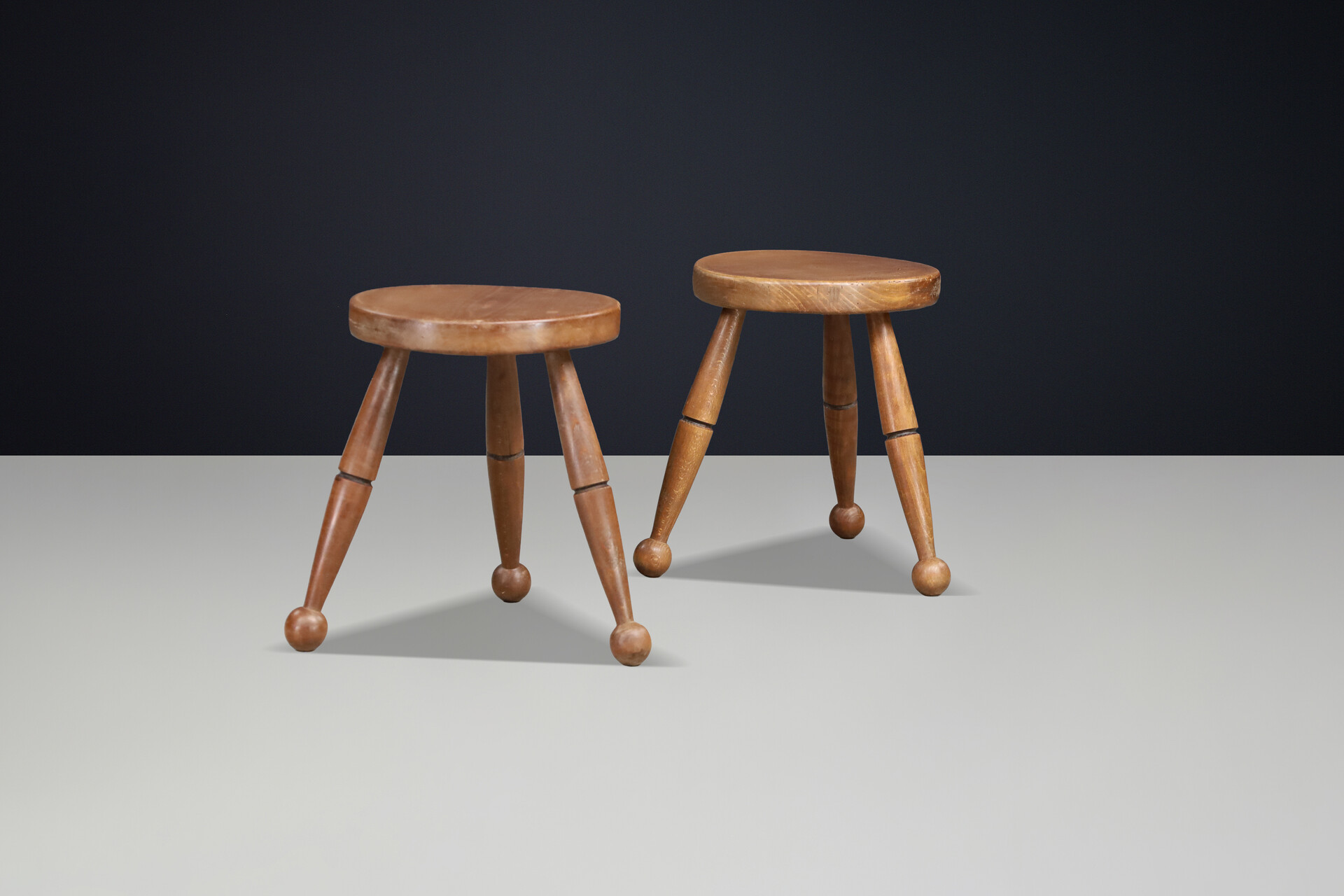 French Modern Beechwood Stools, France, 1960s Mid-20th century