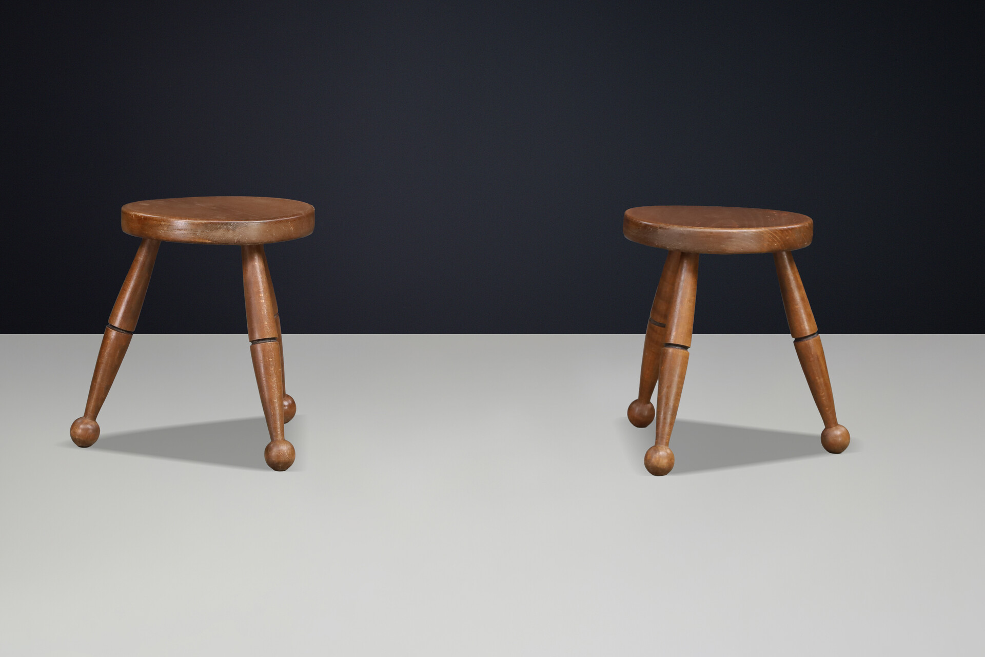 French Modern Beechwood Stools, France, 1960s Mid-20th century