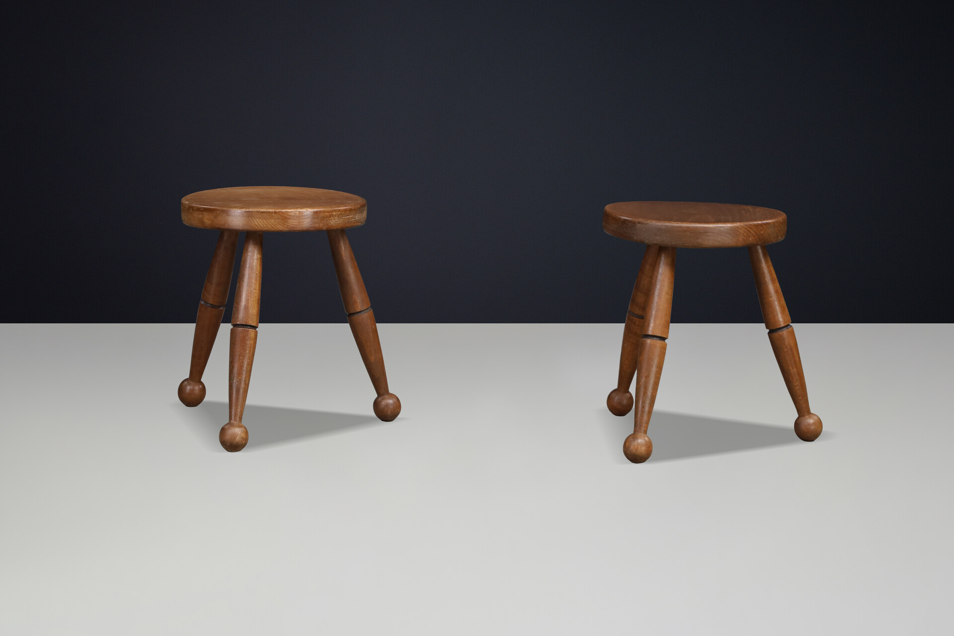 French Modern Beechwood Stools, France, 1960s Mid-20th century