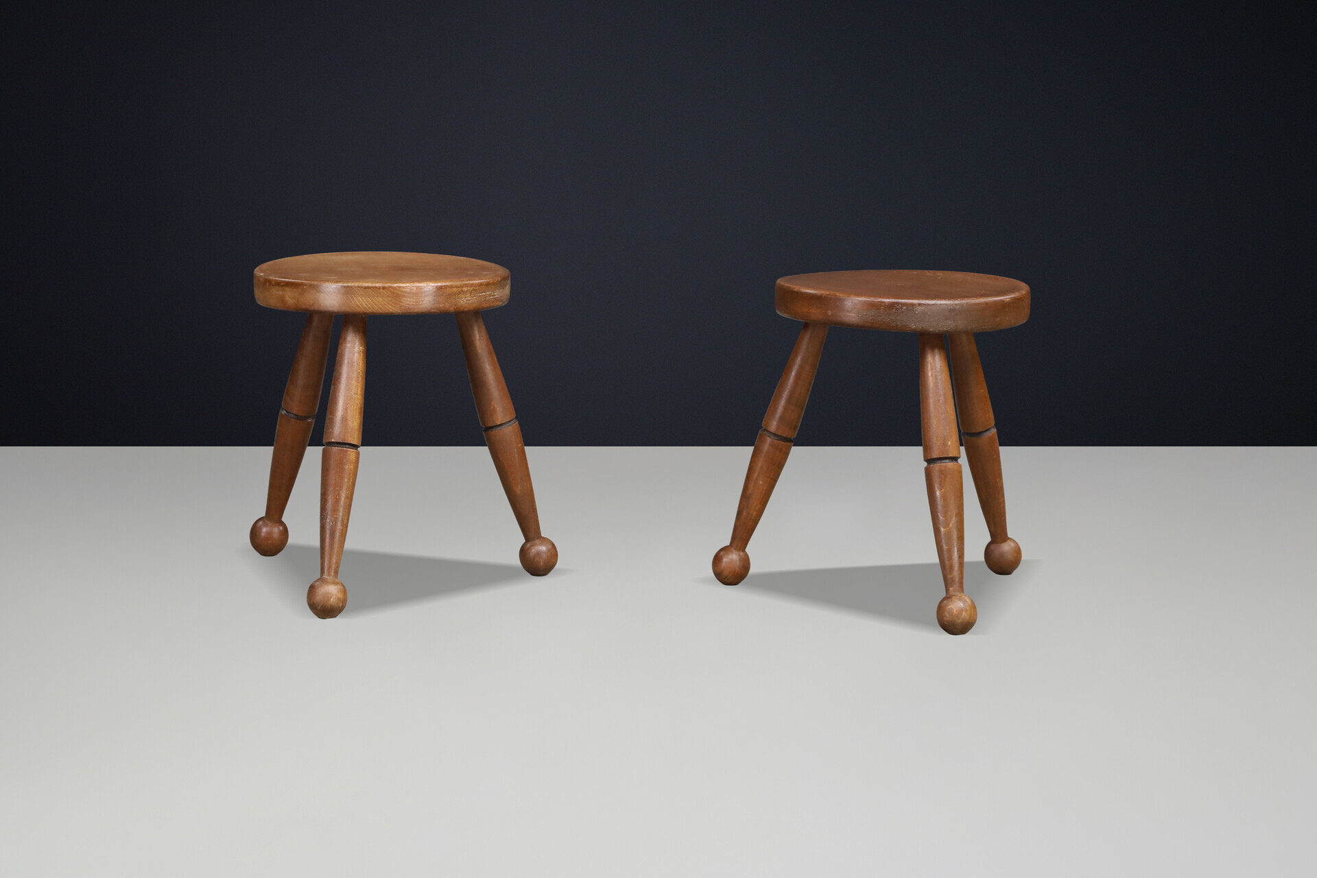 French Modern Beechwood Stools, France, 1960s Mid-20th century