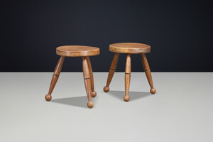 French Modern Beechwood Stools, France, 1960s Mid-20th century