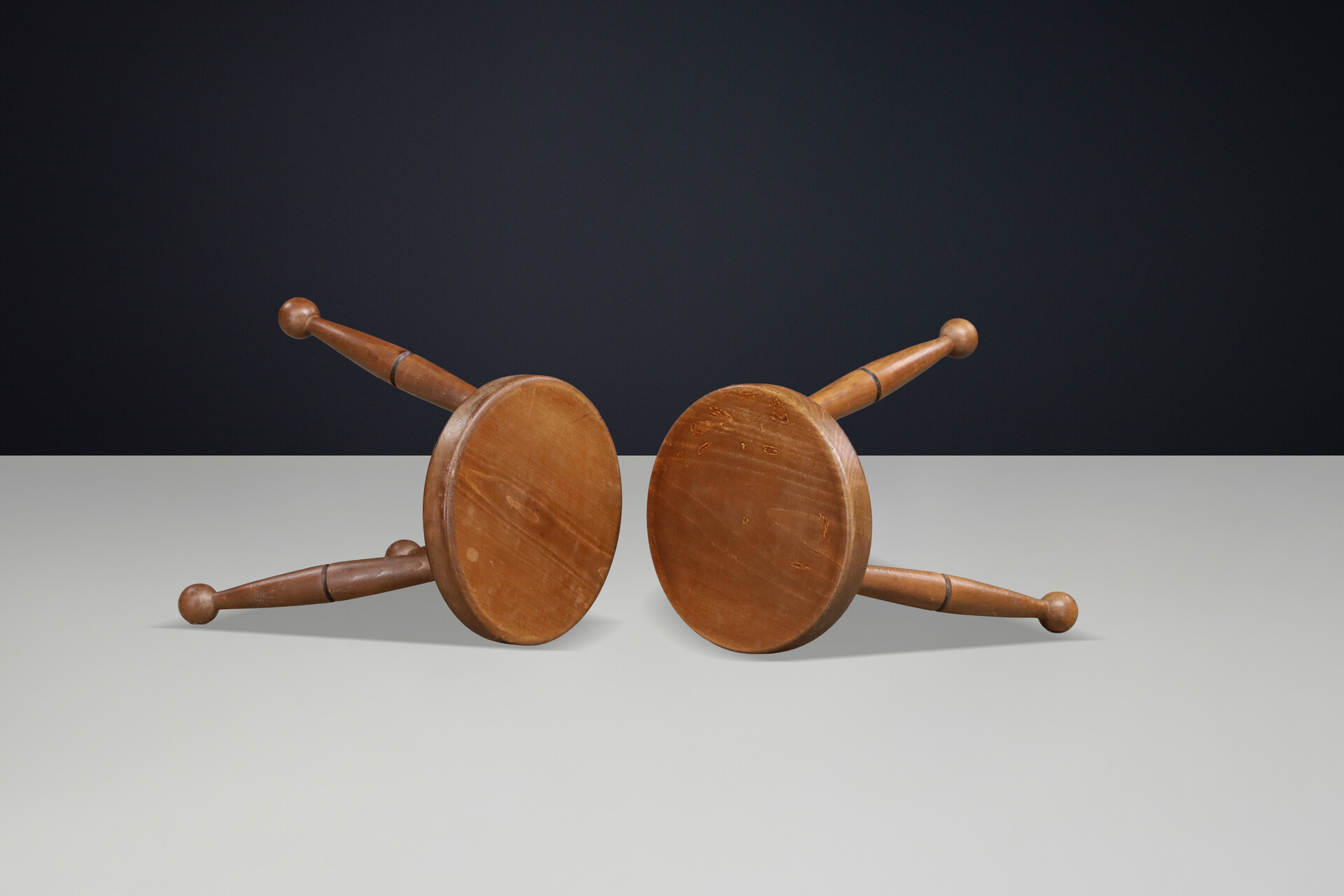 French Modern Beechwood Stools, France, 1960s Mid-20th century