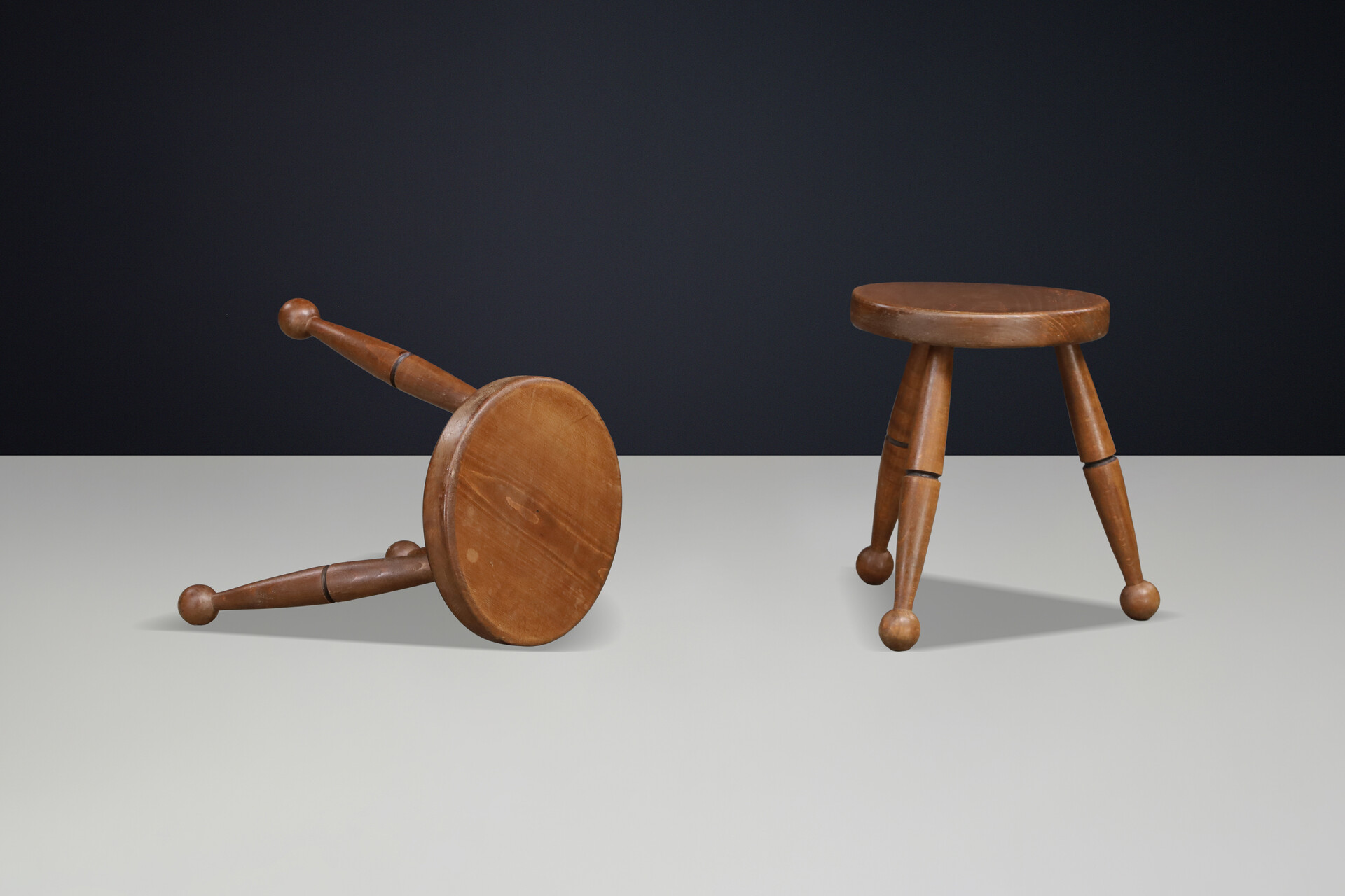 French Modern Beechwood Stools, France, 1960s Mid-20th century