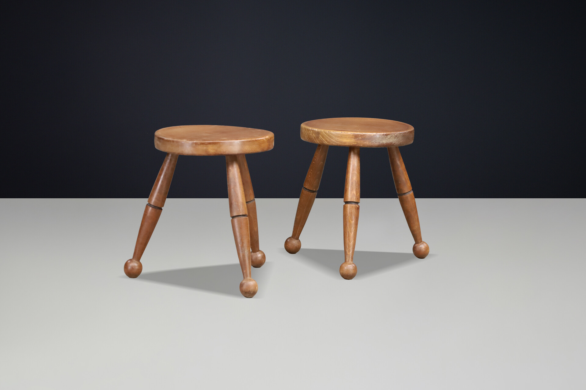 French Modern Beechwood Stools, France, 1960s Mid-20th century