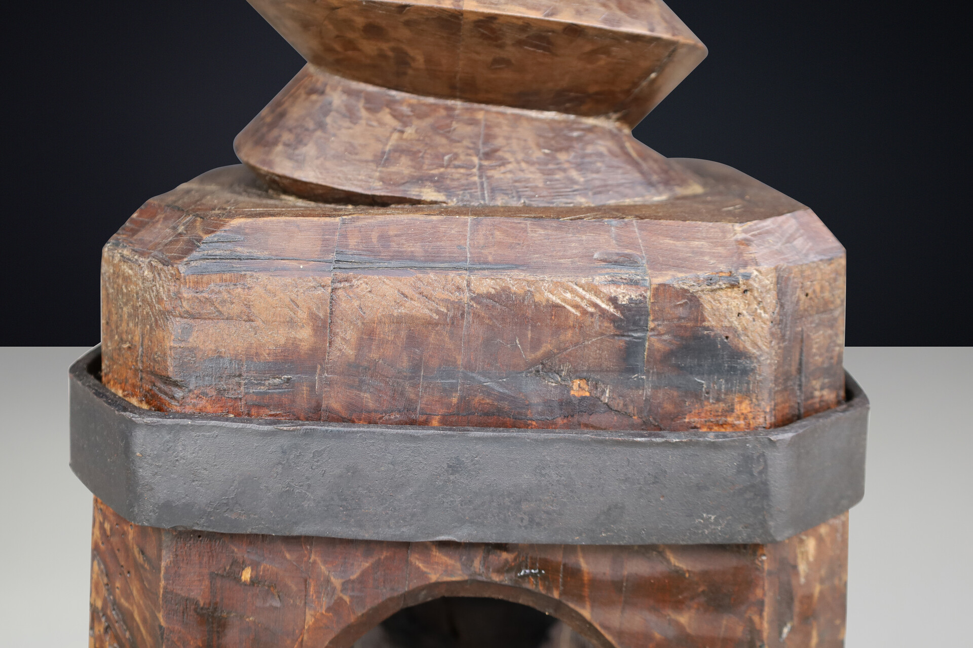 French provincial 19th Century French Grape Press Screw Pedestal with Amazing Patina 19th century