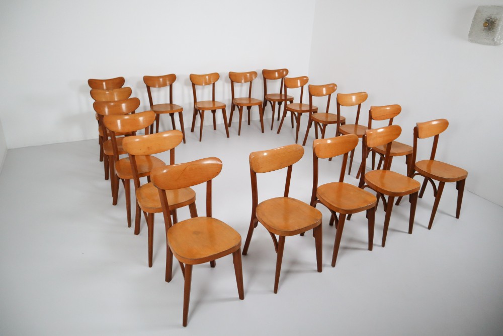 French provincial Beech 20 French Bistro Chairs Mid-20th century