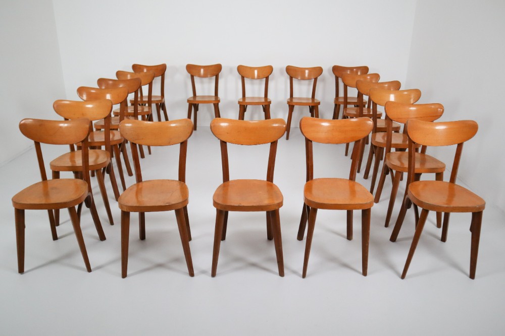 French provincial Beech 20 French Bistro Chairs Mid-20th century