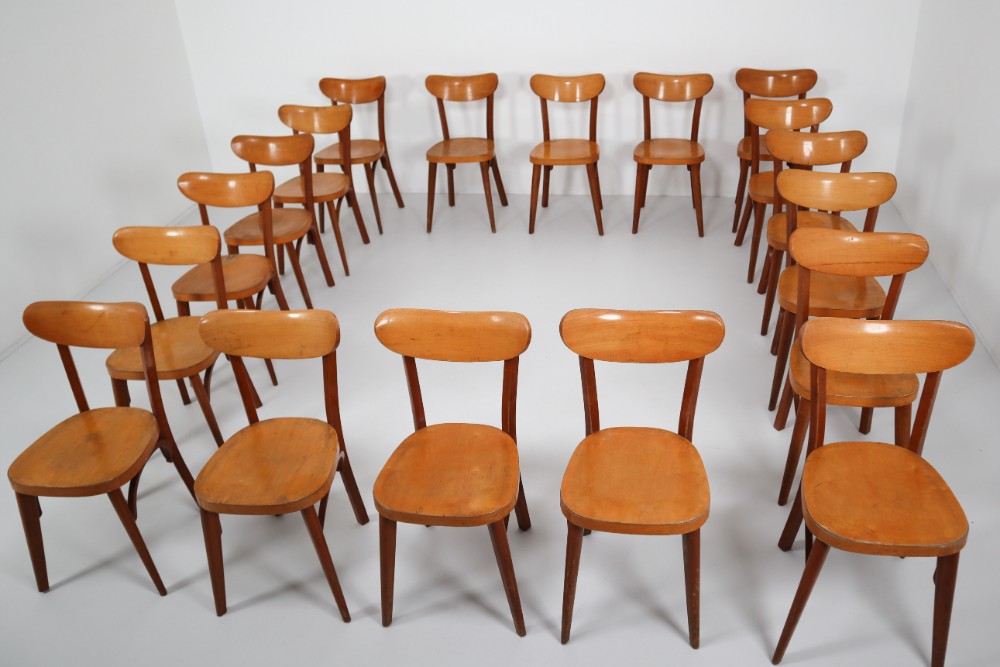 French provincial Beech 20 French Bistro Chairs Mid-20th century
