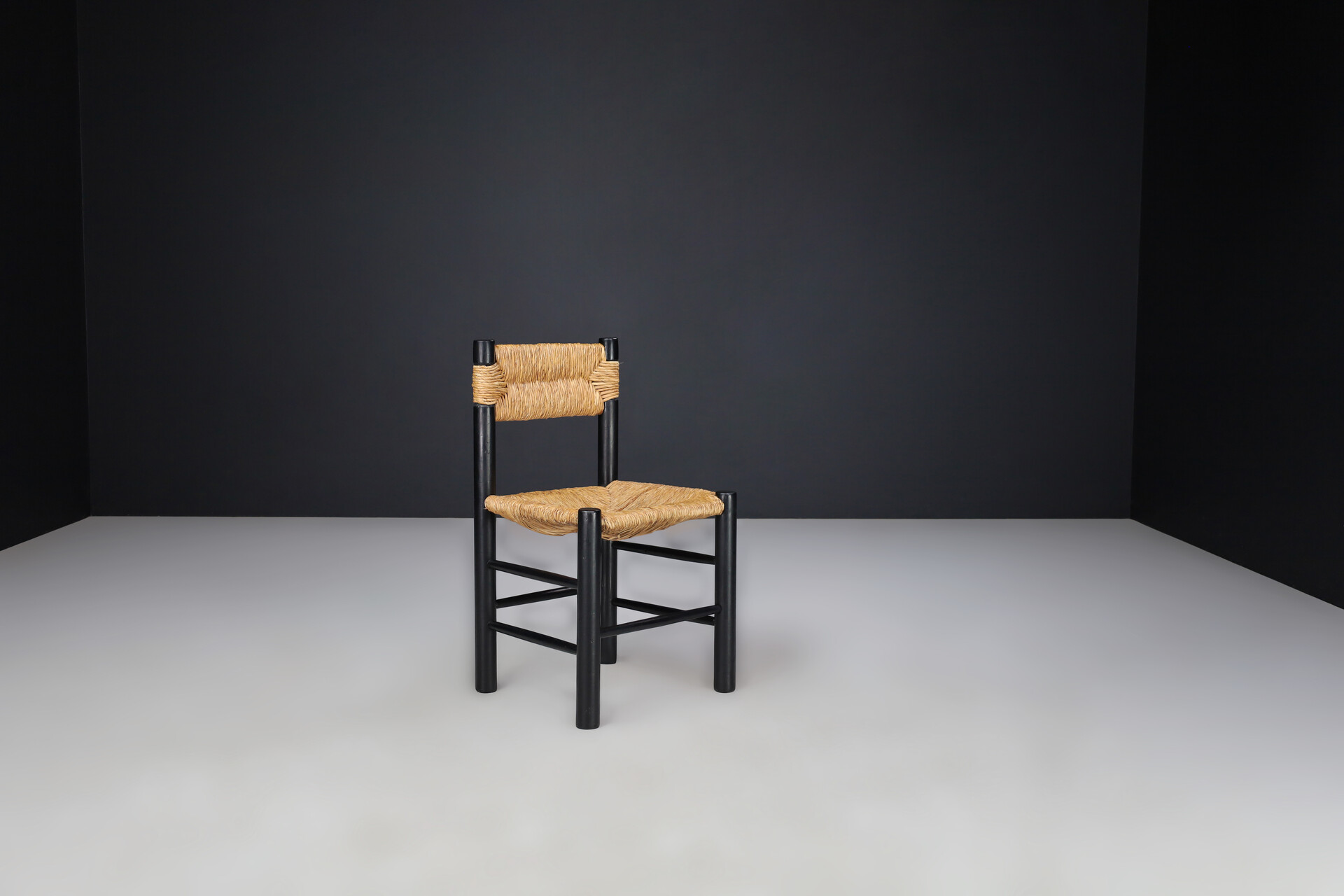 French provincial Charlotte Perriand style Dining room chairs, France 1960s Mid-20th century