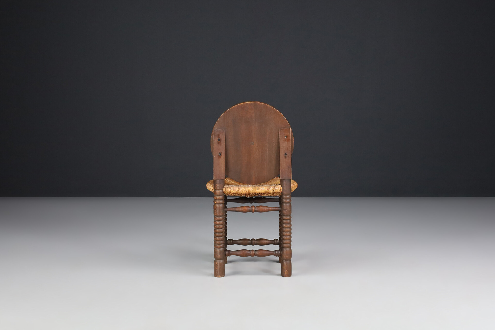 French provincial Oak and Rush Chair by Charles Duduouyt, France 1940s Mid-20th century
