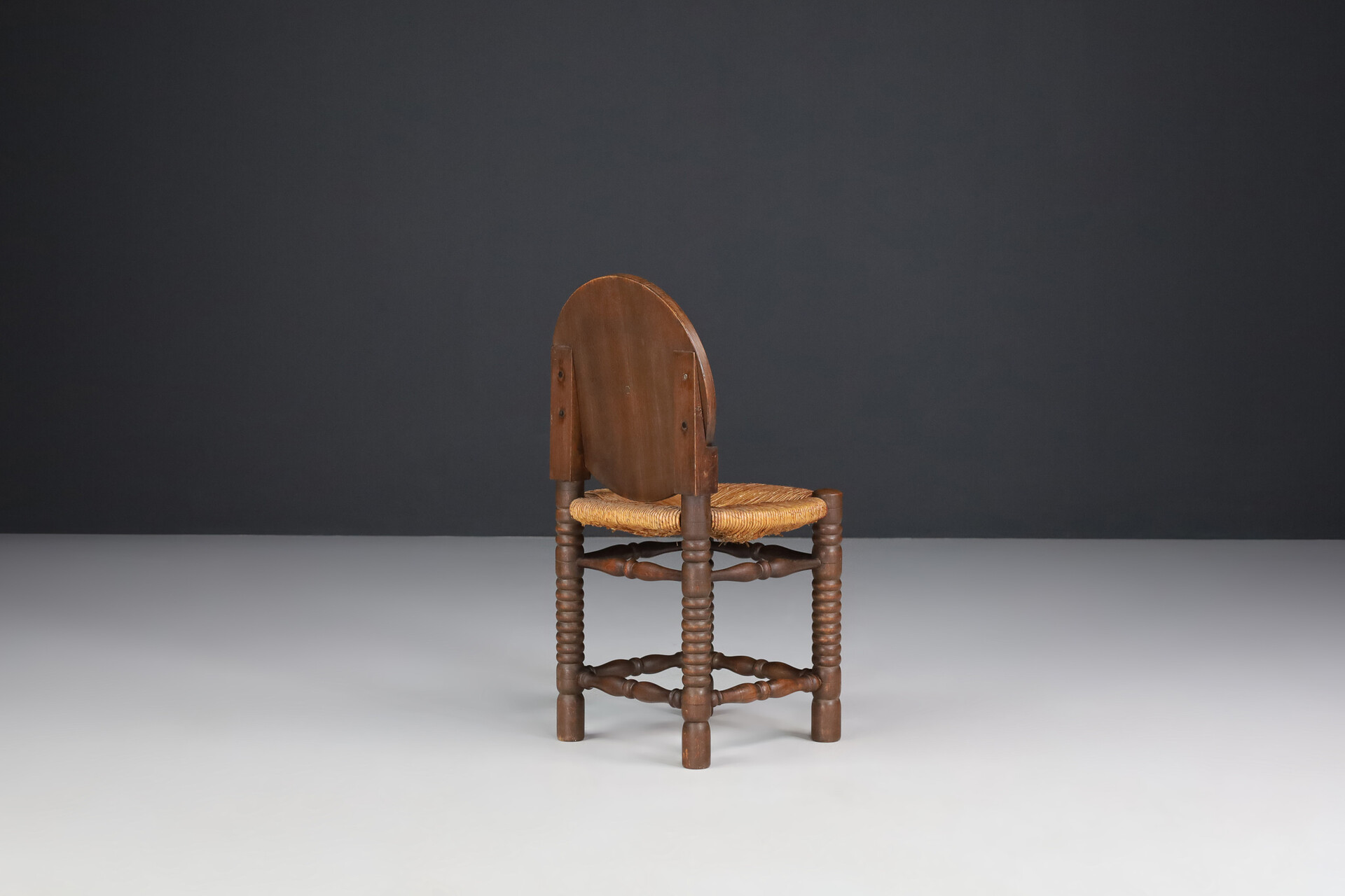 French provincial Oak and Rush Chair by Charles Duduouyt, France 1940s Mid-20th century