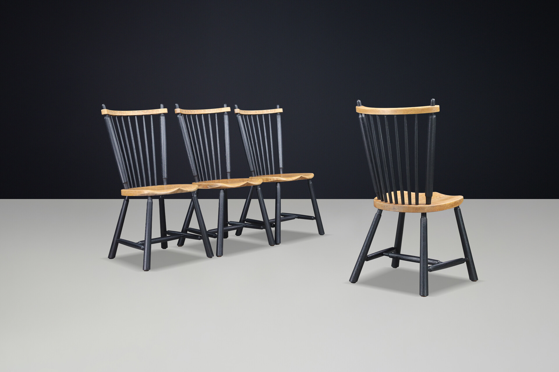 French provincial Oak dining room chairs France 1960s Mid-20th century